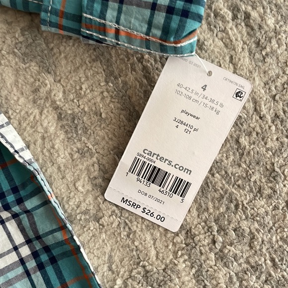 Carter’s Boys Plaid Button Down NWT - Picture 3 of 3